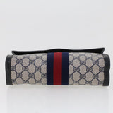 Gucci GG Canvas Sherry Line Clutch Bag PVC Leather Gray Red Navy th3693