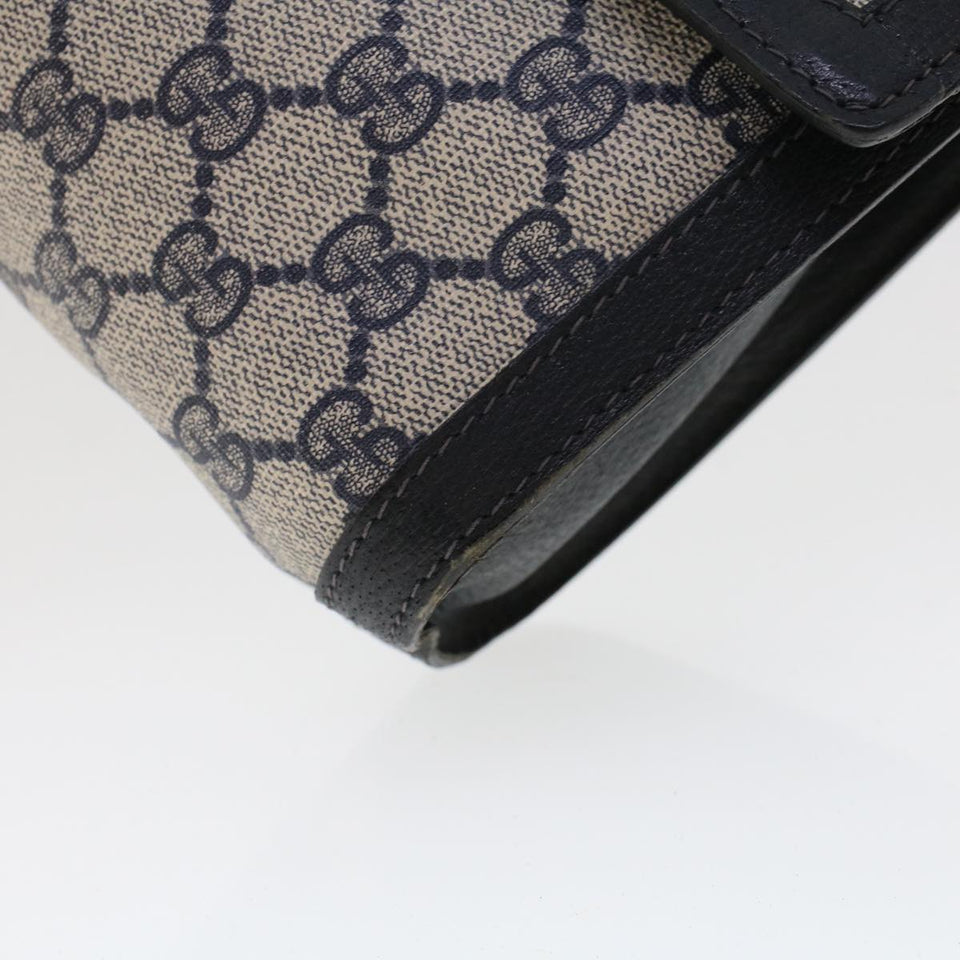 Gucci GG Canvas Sherry Line Clutch Bag PVC Leather Gray Red Navy th3693