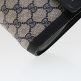 Gucci GG Canvas Sherry Line Clutch Bag PVC Leather Gray Red Navy th3693