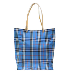 Luxury Burberry Nova Check Tote Bag Nylon Blue Auth th4791