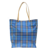 Luxury Burberry Nova Check Tote Bag Nylon Blue Auth th4791