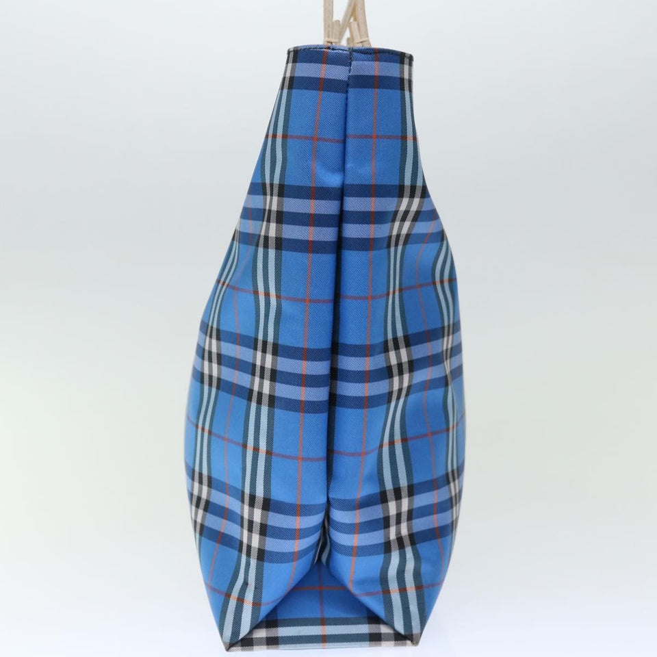 Luxury Burberry Nova Check Tote Bag Nylon Blue Auth th4791