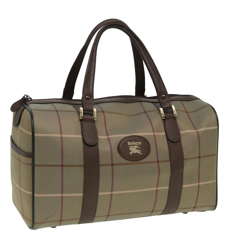 Luxury BurberrySs Nova Check Boston Bag Canvas Brown Auth th5134