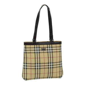 Luxury Burberry Nova Check Tote Bag PVC Leather Beige Auth th5205