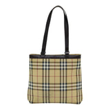 Luxury Burberry Nova Check Tote Bag PVC Leather Beige Auth th5205