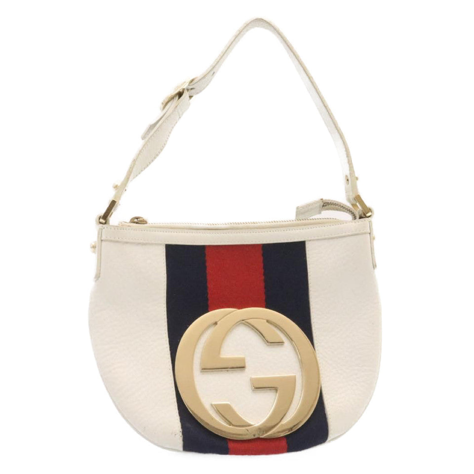 Gucci Sherry Line Hand Bag Leather White am1337s