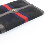 Gucci Sherry Line Clutch Bag Suede Navy Red am1160s