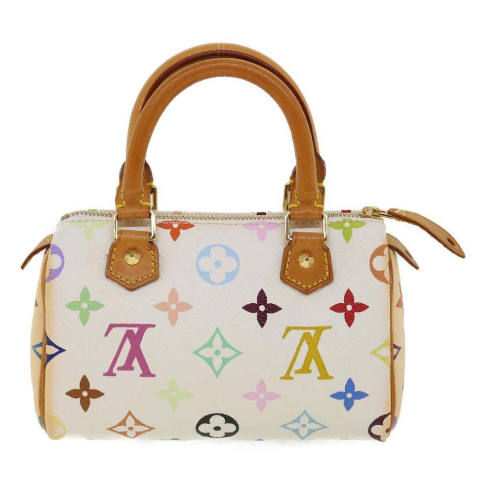Louis Vuitton Monogram Multicolor Mini Hand Bag White Auth am1710g
