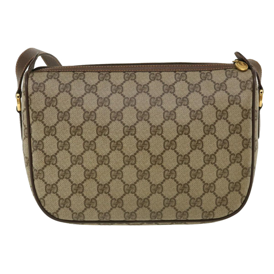Gucci Web Sherry Line GG Canvas Shoulder Bag PVC Leather Beige Green ep425