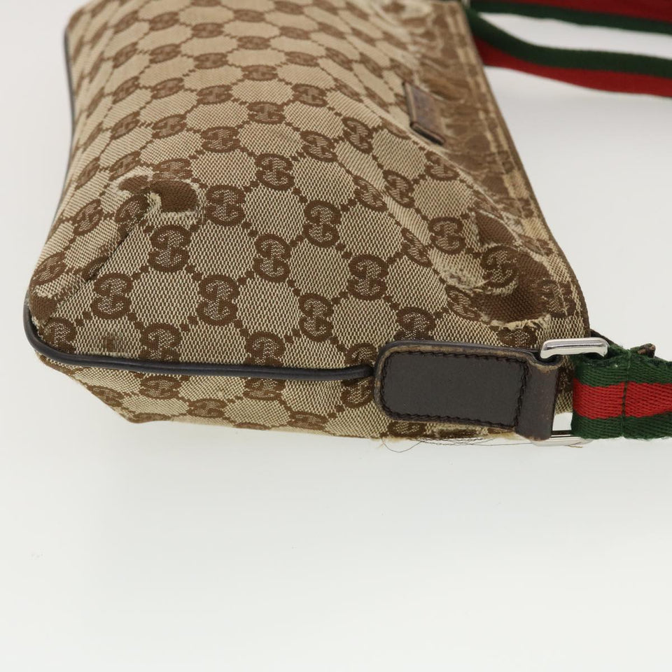Gucci GG Canvas Web Sherry Line Shoulder Bag Beige Green Red 189749 ti1038