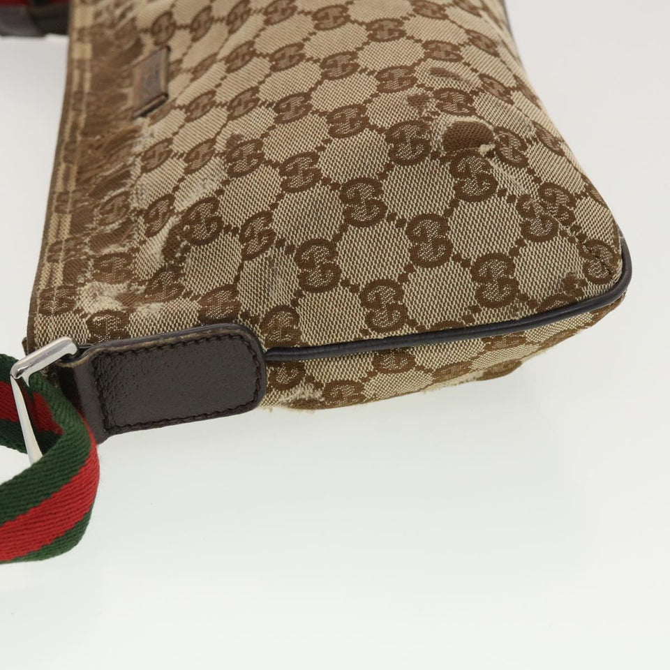 Gucci GG Canvas Web Sherry Line Shoulder Bag Beige Green Red 189749 ti1038