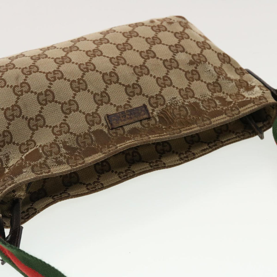 Gucci GG Canvas Web Sherry Line Shoulder Bag Beige Green Red 189749 ti1038