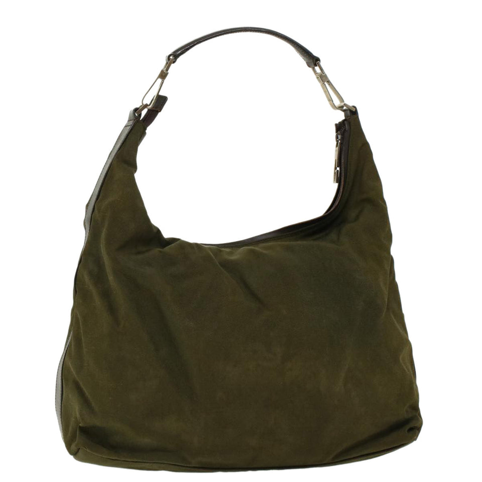 Gucci Shoulder Bag Canvas Khaki ti1043