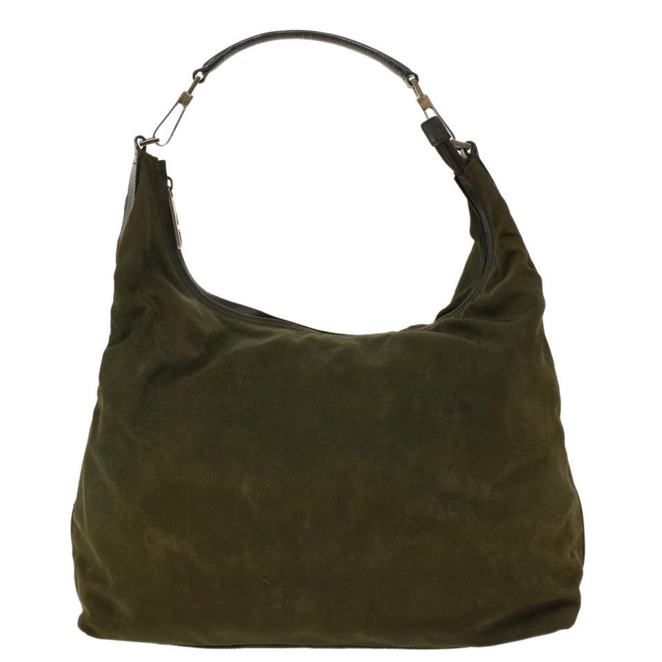 Gucci Shoulder Bag Canvas Khaki ti1043
