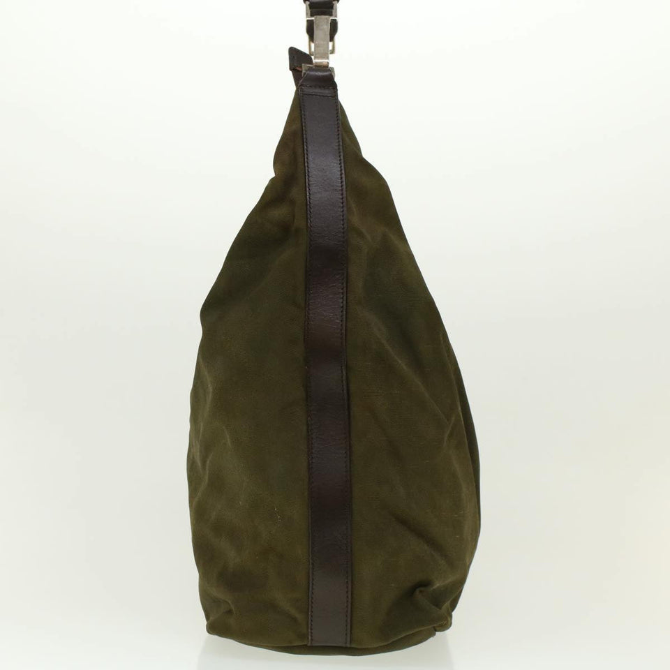 Gucci Shoulder Bag Canvas Khaki ti1043