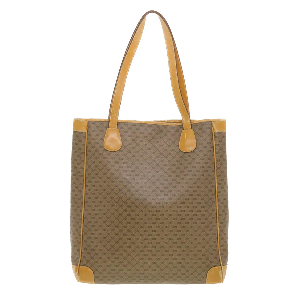Gucci Micro GG Canvas Tote Bag PVC Leather Beige ti1048