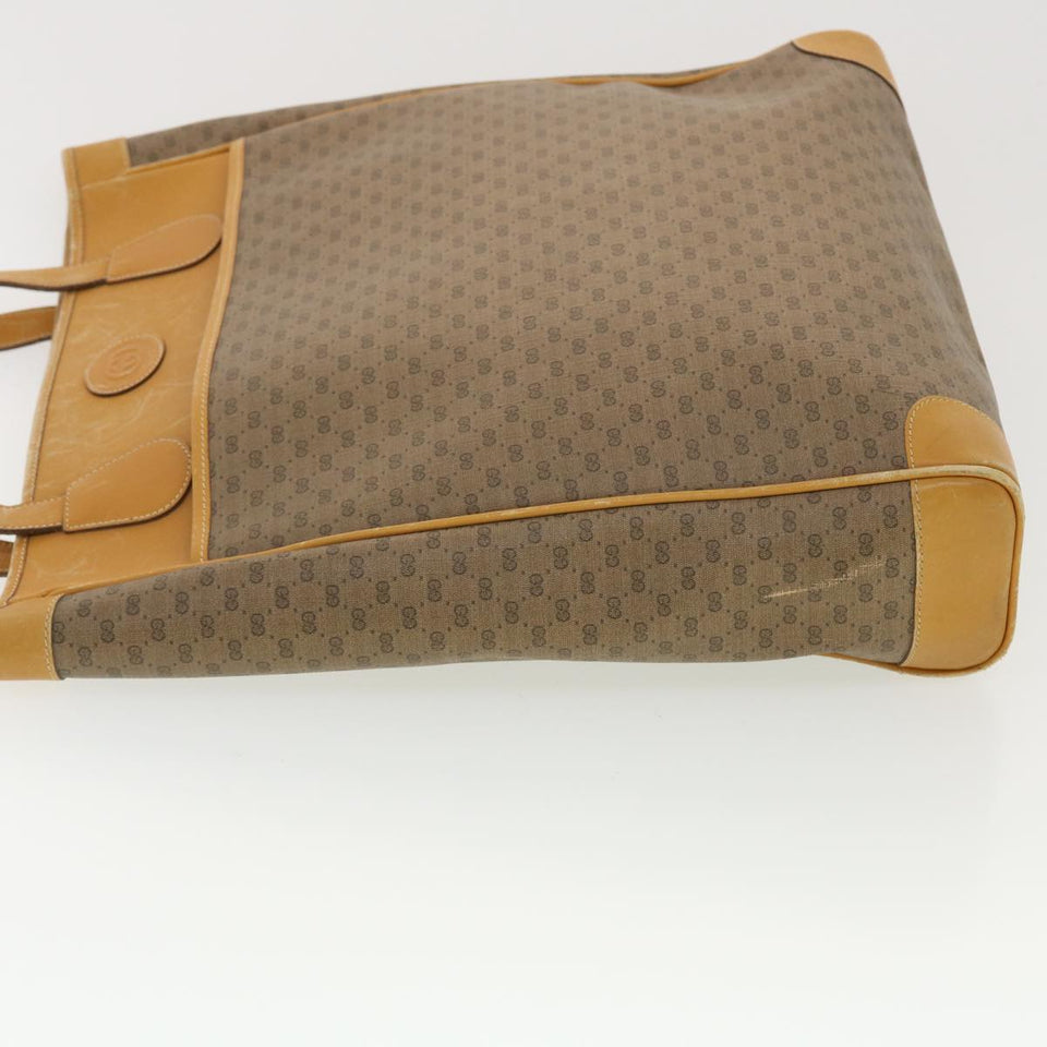 Gucci Micro GG Canvas Tote Bag PVC Leather Beige ti1048