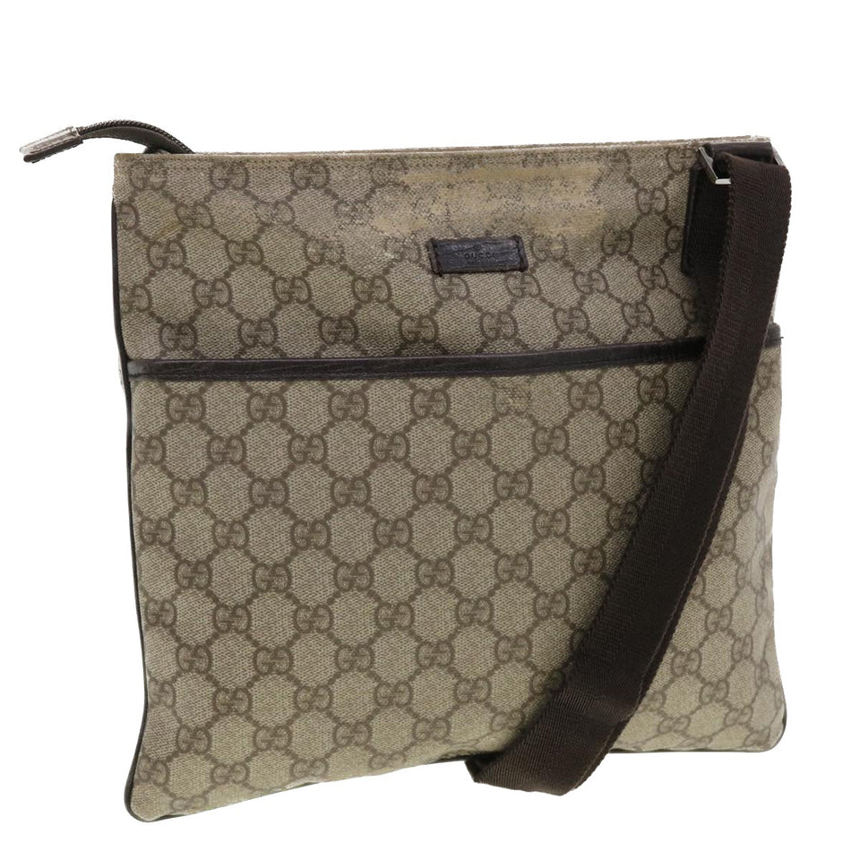 Gucci GG Canvas Shoulder Bag PVC Leather Beige 141626 ti1052