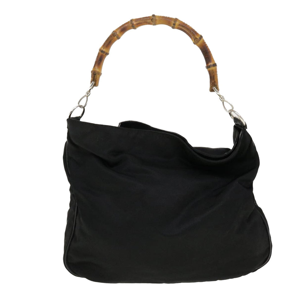 Gucci Bamboo Hand Bag Canvas 2way Black 001 1577 2615 ti1056