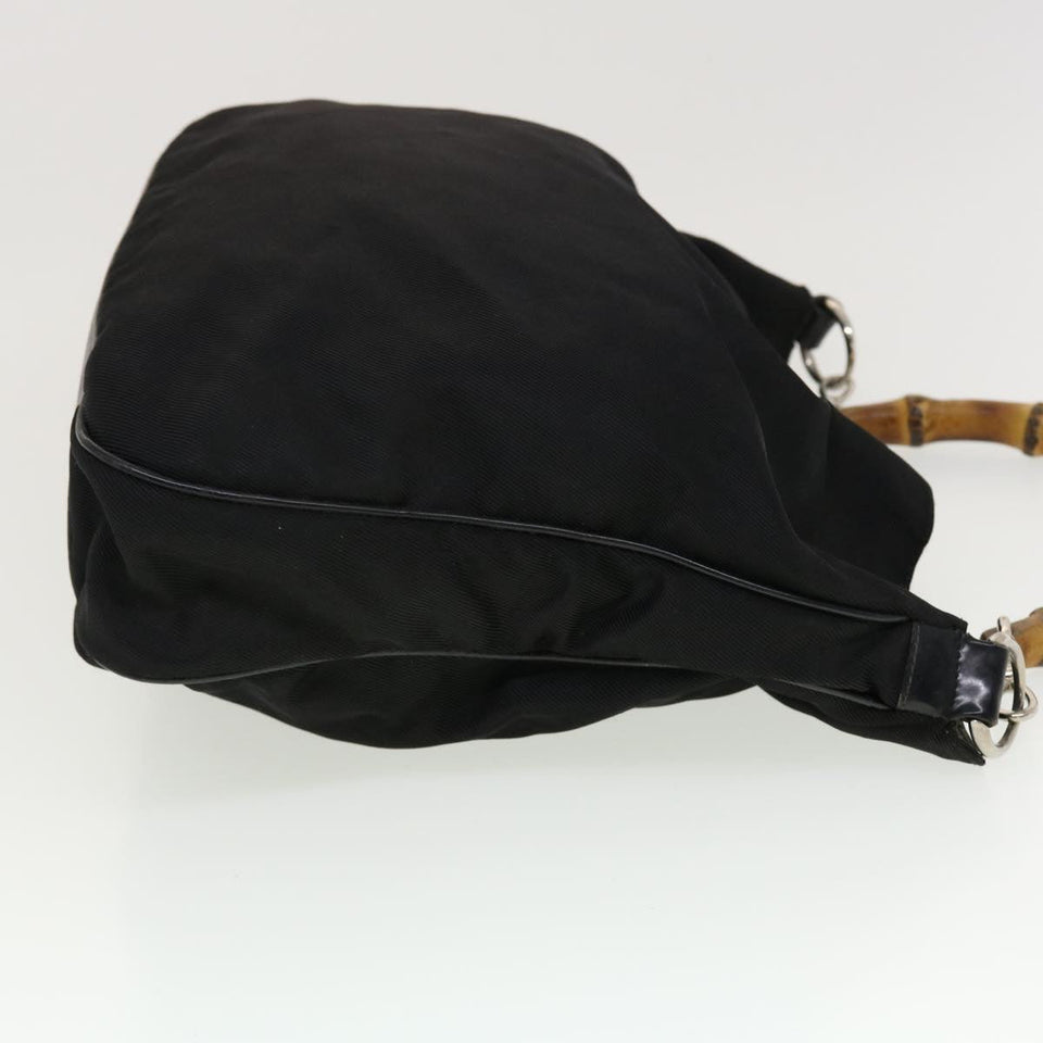 Gucci Bamboo Hand Bag Canvas 2way Black 001 1577 2615 ti1056