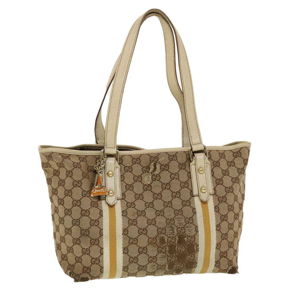 Gucci GG Canvas Sherry Line Tote Bag Beige Orange yellow 137896 ti1129