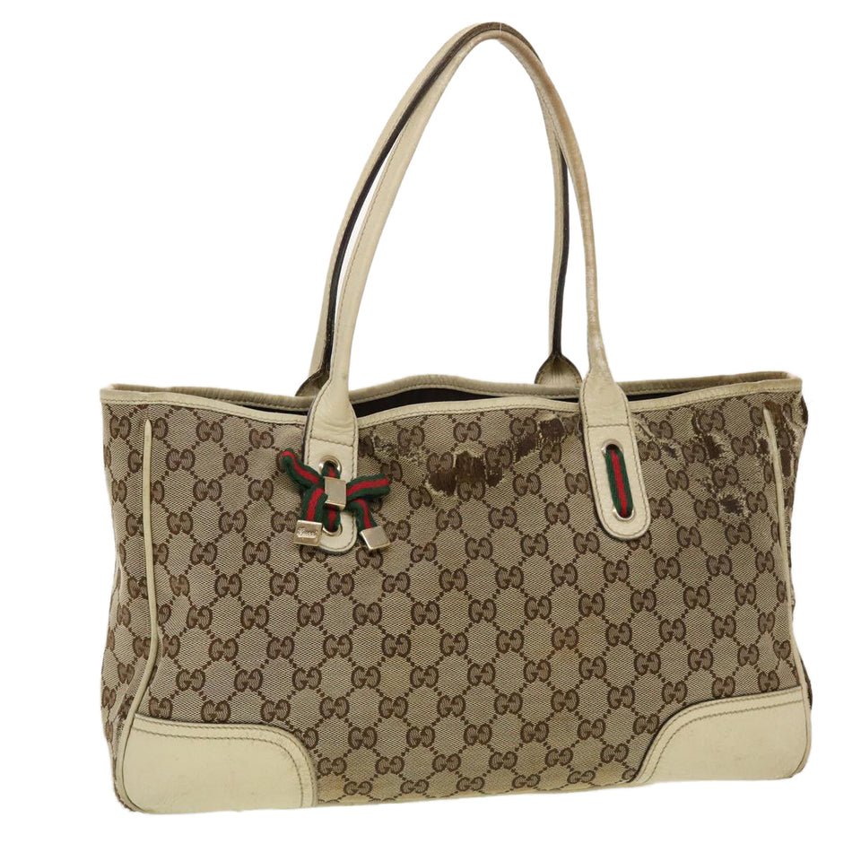 Gucci GG Canvas Web Sherry Line Tote Bag Beige Green Red 163805 ti1131