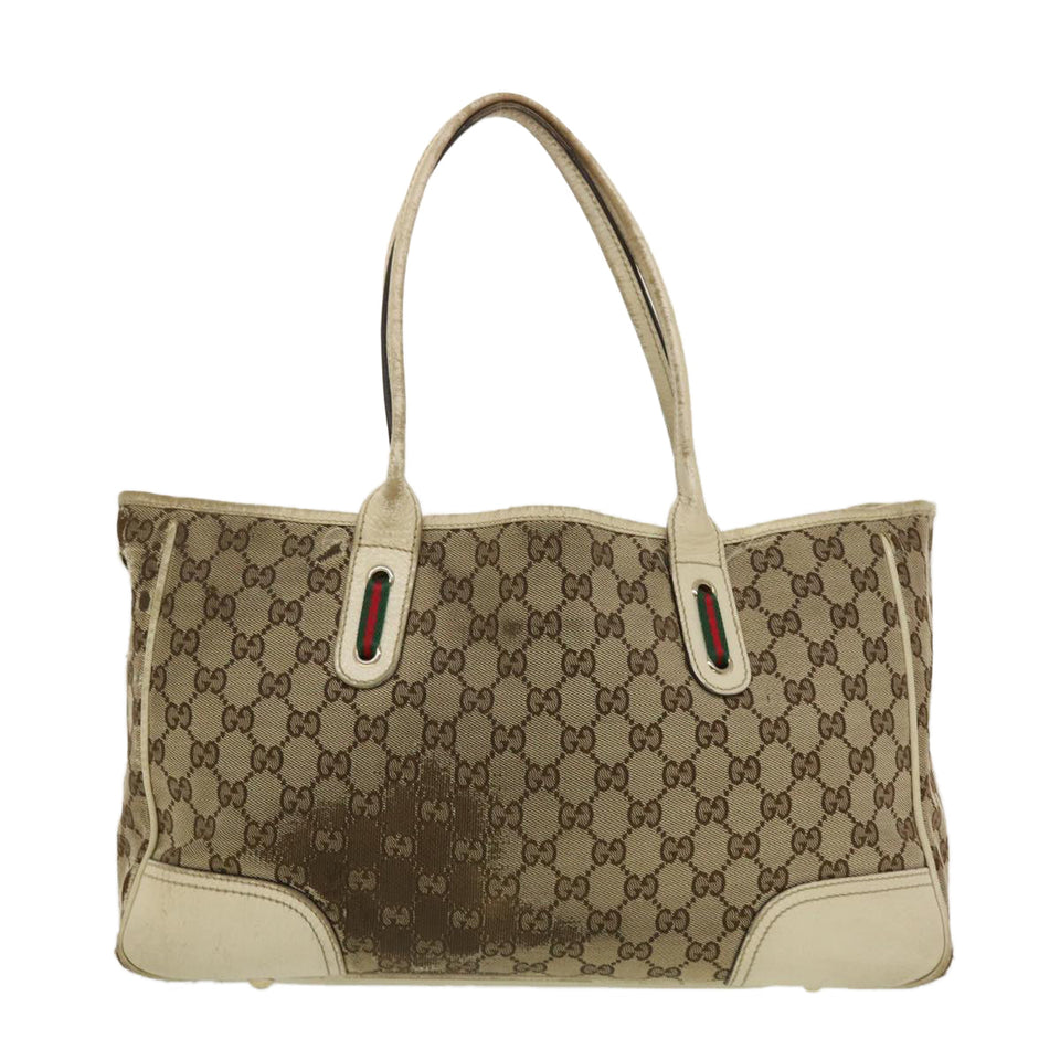 Gucci GG Canvas Web Sherry Line Tote Bag Beige Green Red 163805 ti1131