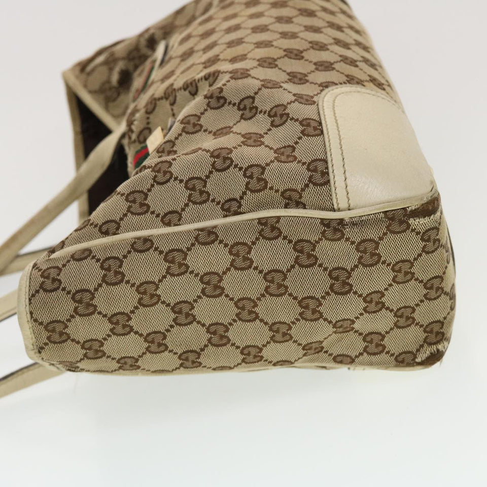 Gucci GG Canvas Web Sherry Line Tote Bag Beige Green Red 163805 ti1131