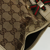 Gucci GG Canvas Web Sherry Line Tote Bag Beige Green Red 163805 ti1131