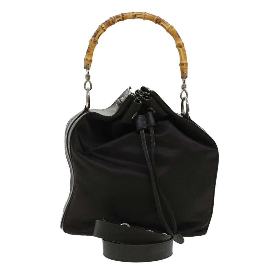 Gucci Bamboo Shoulder Bag Canvas 2way Dark Brown ti1132