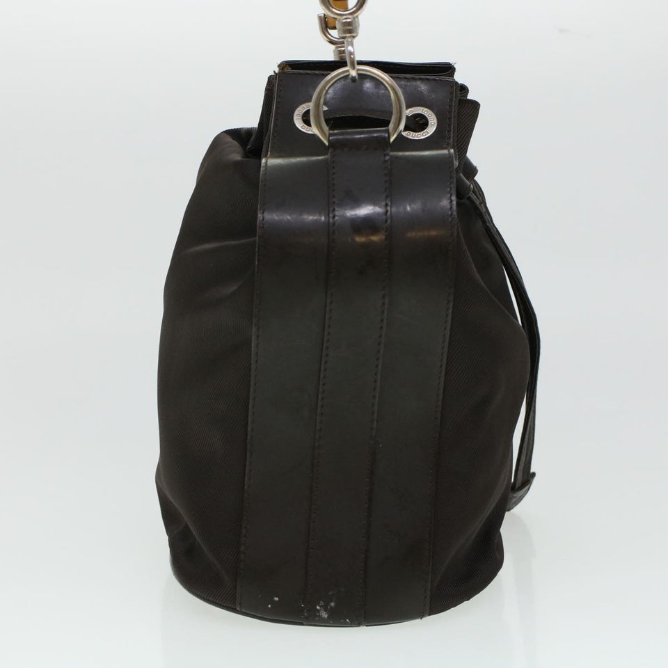 Gucci Bamboo Shoulder Bag Canvas 2way Dark Brown ti1132