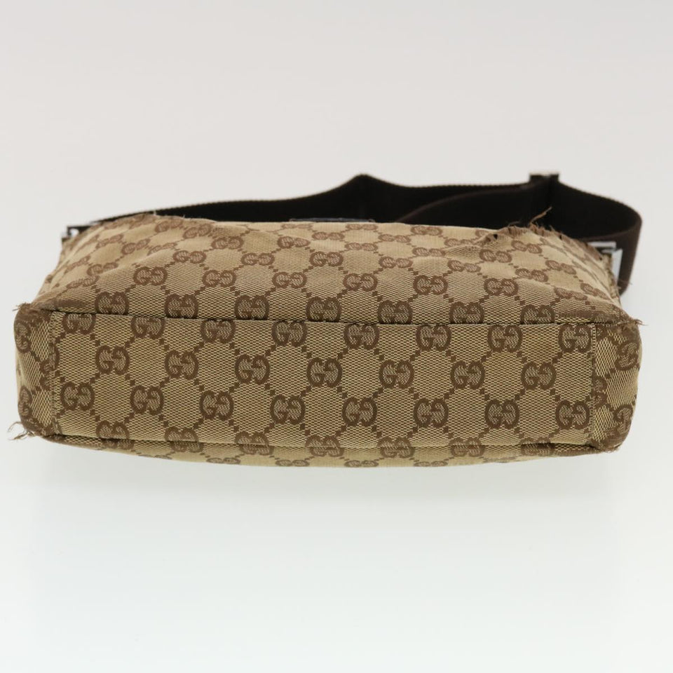 Gucci GG Canvas Shoulder Bag Beige Dark Brown ti1138