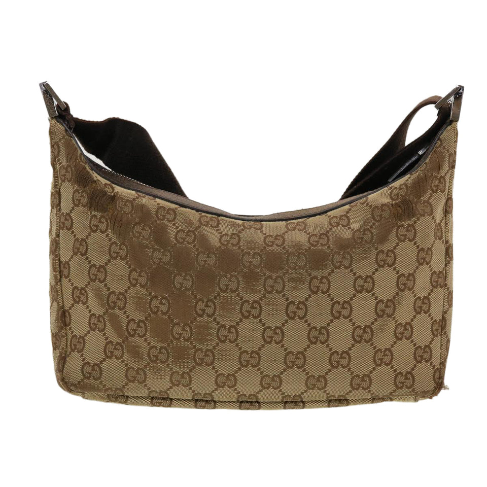 Gucci GG Canvas Shoulder Bag Beige Dark Brown ti1138