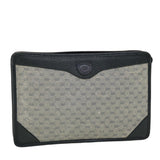 Gucci Micro GG Canvas Clutch Bag PVC Leather Gray Navy ti1145