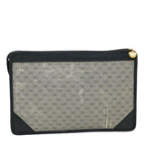 Gucci Micro GG Canvas Clutch Bag PVC Leather Gray Navy ti1145