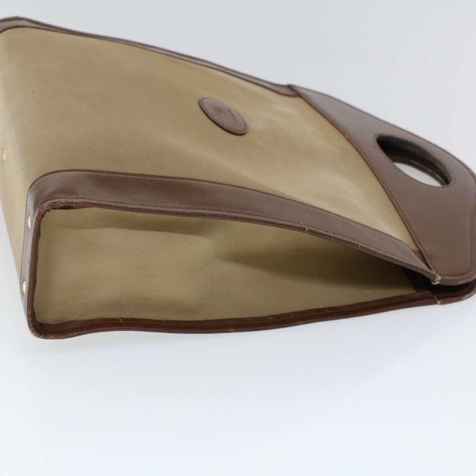 Luxury BurberrySs Hand Bag Canvas Leather Brown Beige Auth ti1227