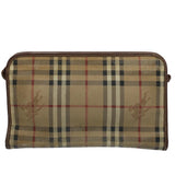 Luxury BurberrySs Nova Check Clutch Bag PVC Leather Beige Auth ti1243