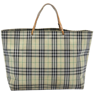 Luxury Burberry Nova Check Tote Bag Nylon Yellow Auth ti1543