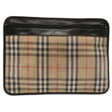 Luxury BurberrySs Nova Check Clutch Bag Canvas Beige Auth ti1616