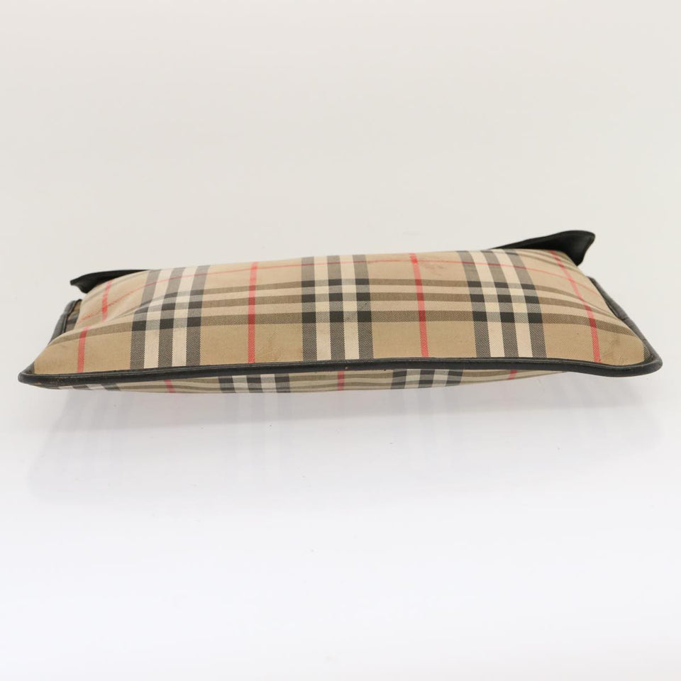 Luxury BurberrySs Nova Check Clutch Bag Canvas Beige Auth ti1616