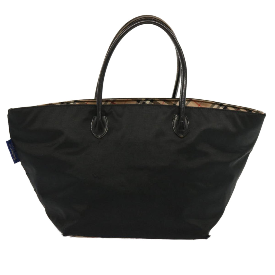 Luxury BurberrySs Nova Check Blue Label Hand Bag Nylon Beige Auth ti1621