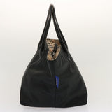 Luxury BurberrySs Nova Check Blue Label Hand Bag Nylon Beige Auth ti1621