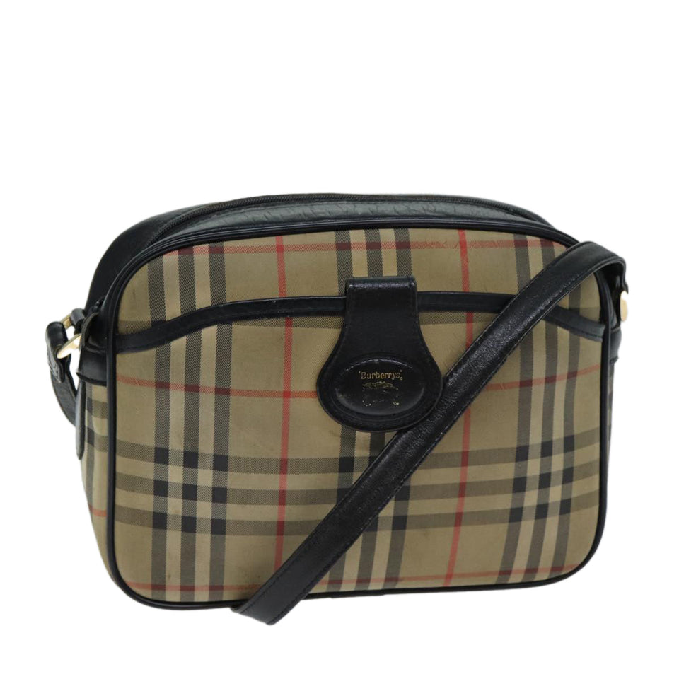 Luxury BurberrySs Nova Check Shoulder Bag Beige Black Auth ti1761