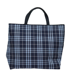 Luxury Burberry Nova Check Hand Bag Nylon Navy Auth ti1769