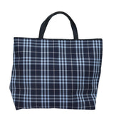 Luxury Burberry Nova Check Hand Bag Nylon Navy Auth ti1769