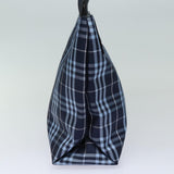 Luxury Burberry Nova Check Hand Bag Nylon Navy Auth ti1769
