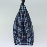 Luxury Burberry Nova Check Hand Bag Nylon Navy Auth ti1769