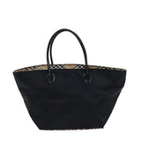 Luxury BurberrySs Nova Check Blue Label Hand Bag Canvas Black Auth ti1775
