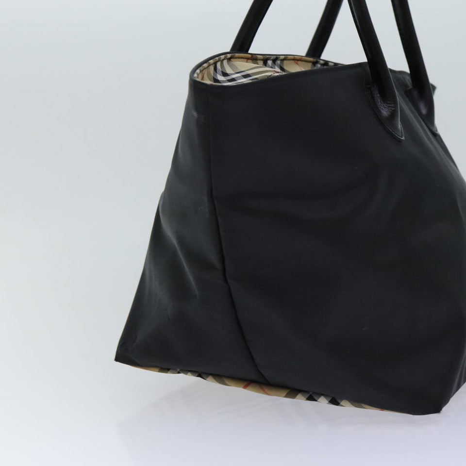 Luxury BurberrySs Nova Check Blue Label Hand Bag Canvas Black Auth ti1775