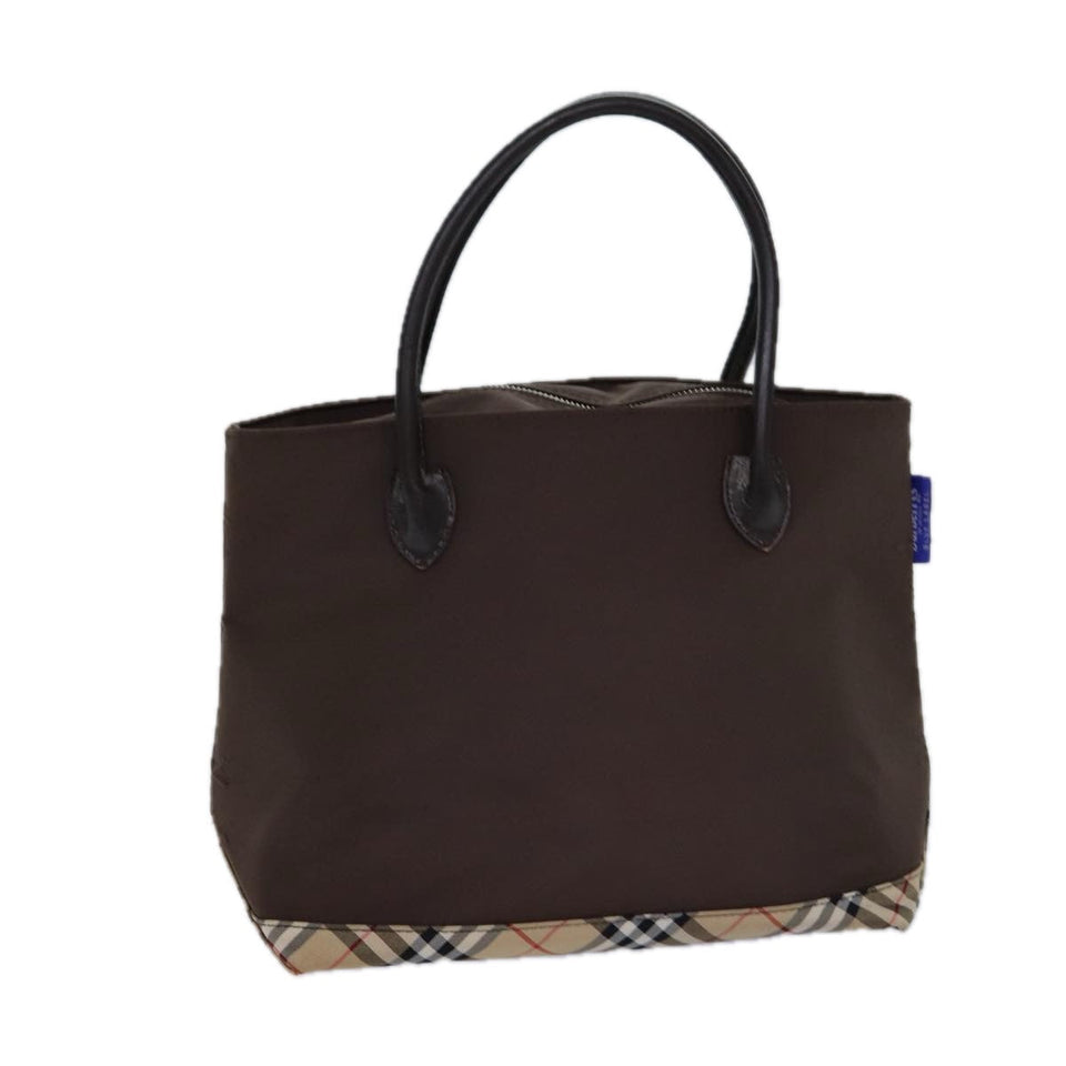 Luxury BurberrySs Nova Check Blue Label Hand Bag Canvas Brown Auth ti1776